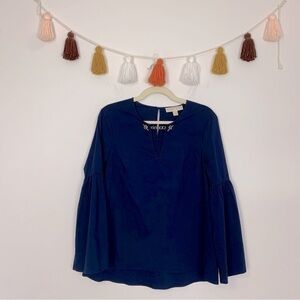 Michael Kors Flare Sleeve Navy Blue Blouse Size Medium